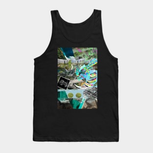 the ecopop landscape animal pet collage art in mexican pattern art Tank Top